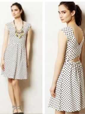 Anthropologie White Polka Dot Matilda Dress Women's Size 2